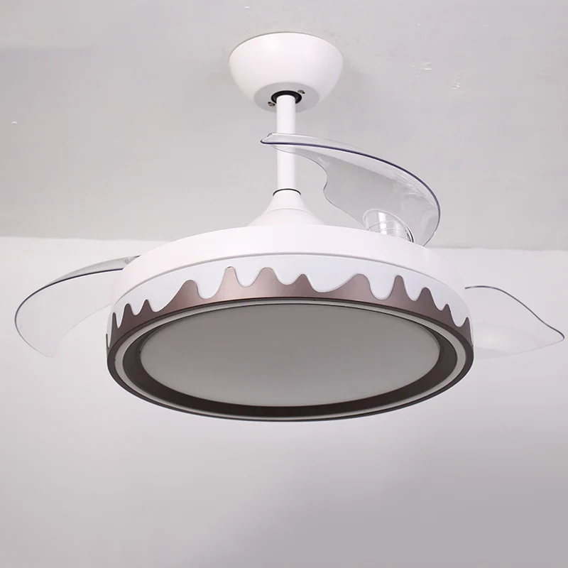 Eigentijdse ronde, half verzonken acryl 42 inch brede LED-plafondventilator voor slaapkamer met 3 heldere bladen wit Clear...