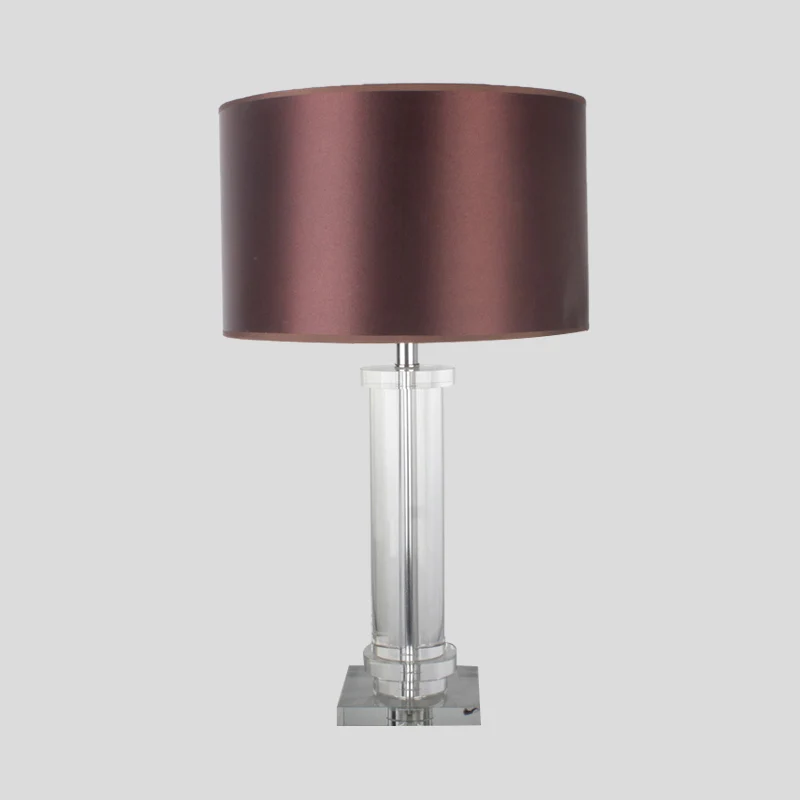 Eigentijdse taakverlichting met 1 lamp, bruine cilindrische kleine bureaulamp met stoffen kap Clearhalo