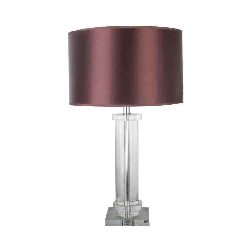 Eigentijdse taakverlichting met 1 lamp, bruine cilindrische kleine bureaulamp met stoffen kap Clearhalo