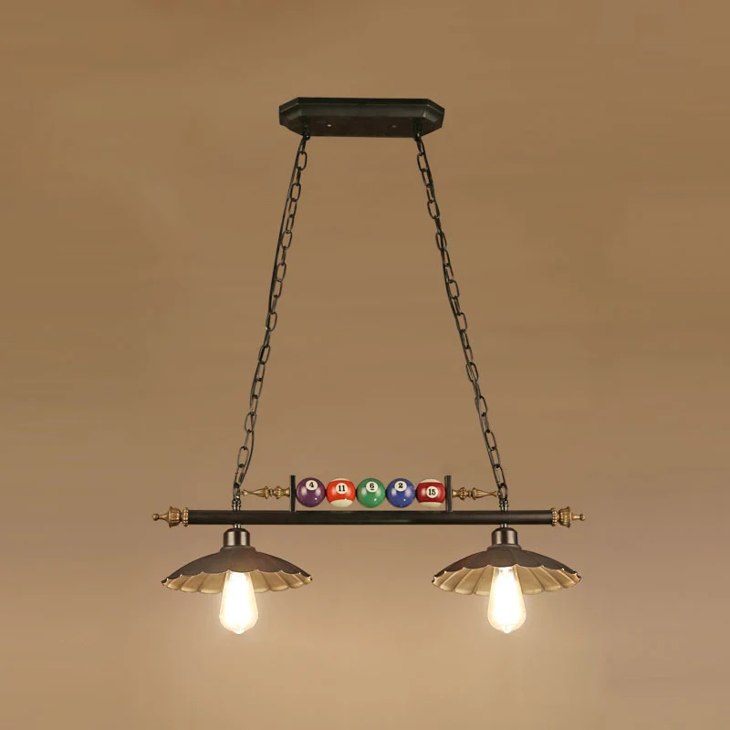 Eilandlamp met zwarte afwerking, schaduwrijke industriële stijl hanglamp met biljartbal-deco Clearhalo