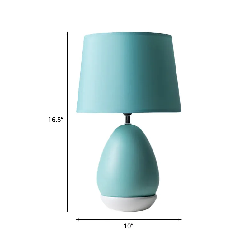 Eivormig nachtlampje op het nachtkastje Modern keramiek 1-kops blauwe tafellamp met trommelstof kap Clearhalo
