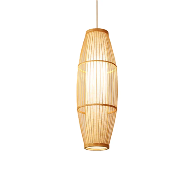Elliptische hangende hanglamp Aziatisch bamboe 1 lamp Woonkamer Klein/middelgroot/groot Plafondhanglamp beige Clearhalo
