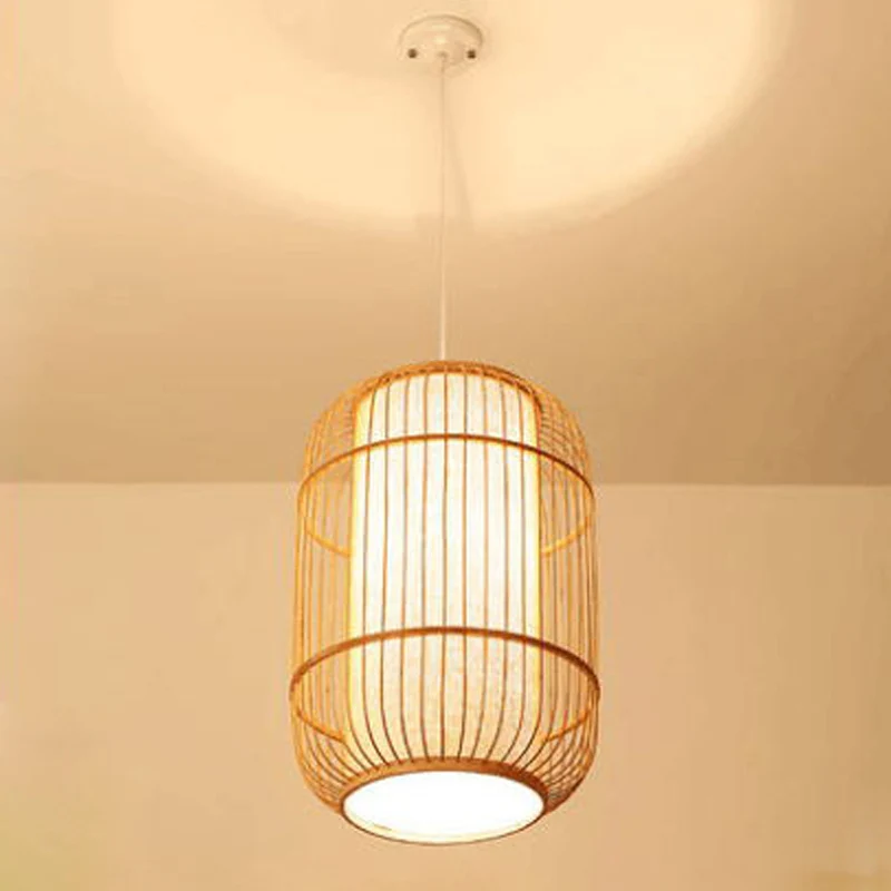 Elliptische hangende hanglamp Aziatisch bamboe 1 lamp Woonkamer Klein/middelgroot/groot Plafondhanglamp beige Clearhalo