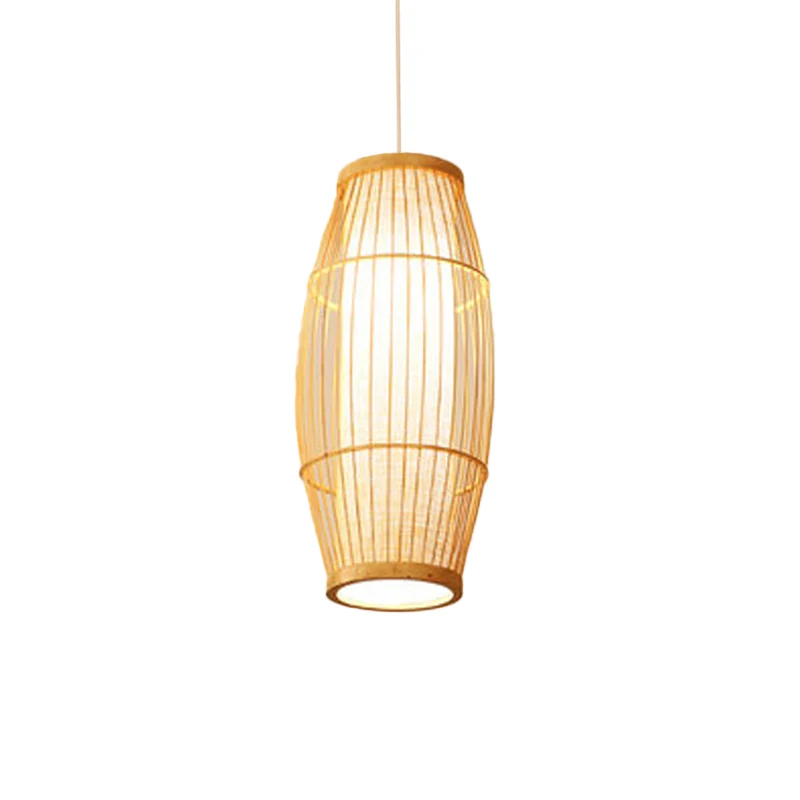 Elliptische hangende hanglamp Aziatisch bamboe 1 lamp Woonkamer Klein/middelgroot/groot Plafondhanglamp beige Clearhalo