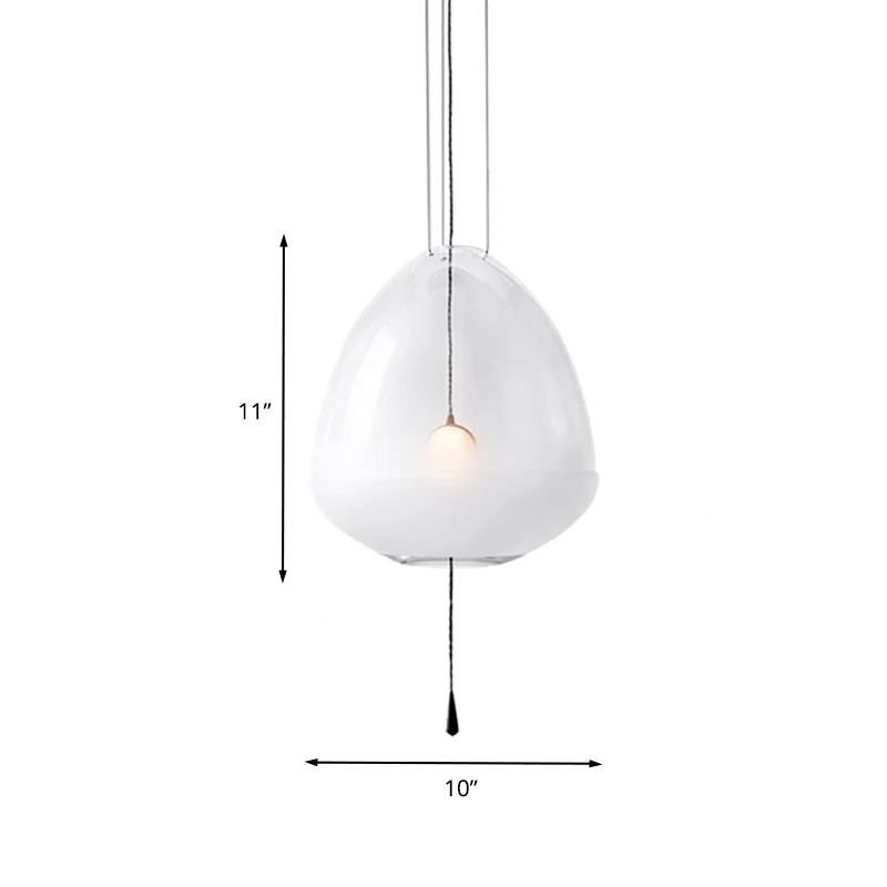 Elliptische nachtkasthanglamp Helder matglas 1-kops eenvoudige plafondhanglamp Clearhalo
