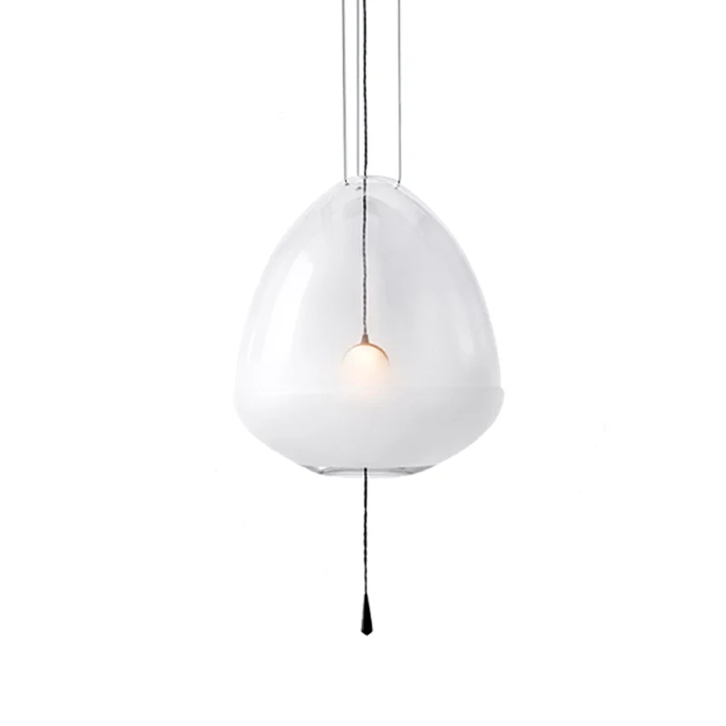 Elliptische nachtkasthanglamp Helder matglas 1-kops eenvoudige plafondhanglamp Clearhalo