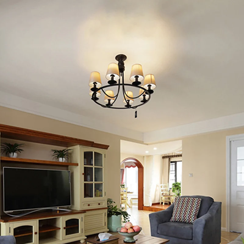 Emmer schaduw stof plafondverlichting traditionele woonkamer kroonluchter lichtarmatuur Clearhalo