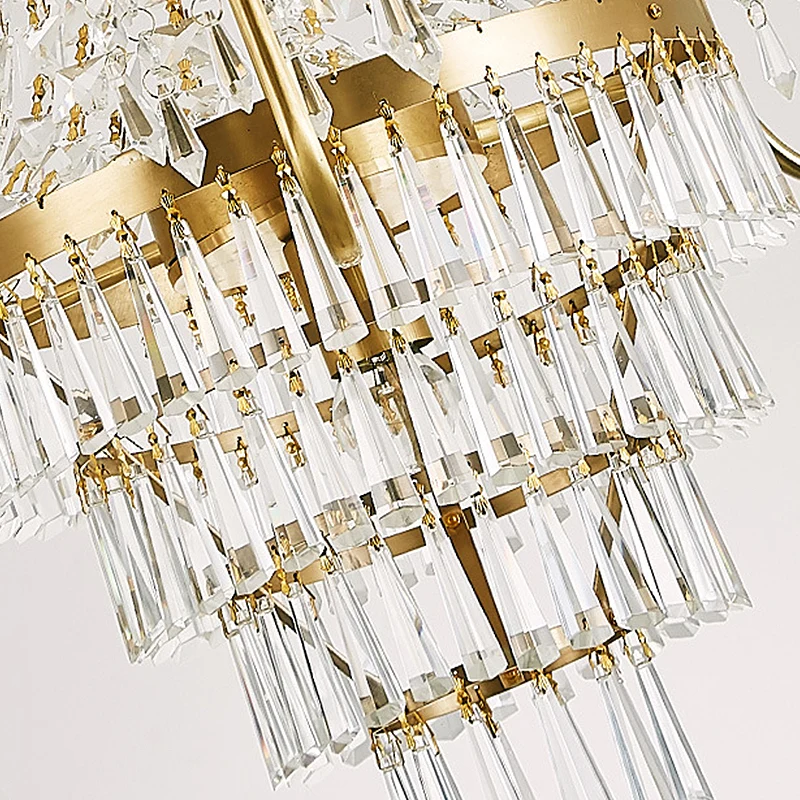 Empire kroonluchter lichtarmatuur met kaars Luxe kristallen kroonluchter hanglamp met 4 koppen messing afwerking Clearhalo