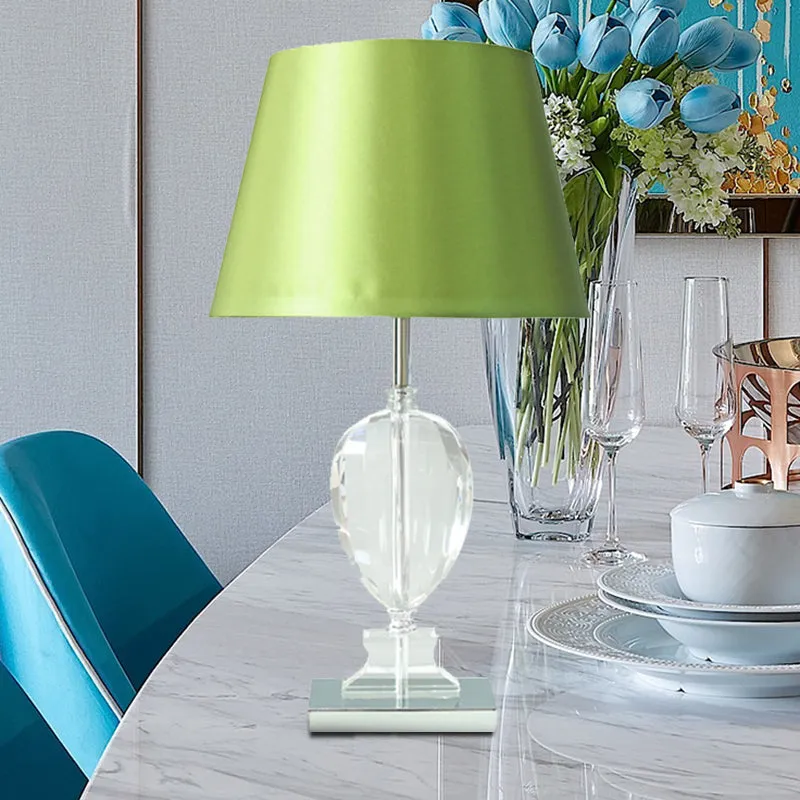 Empire Shade nachtlampje moderne stijl afgeschuinde kristallen 1-lichts slaapkamer tafellamp groen Clearhalo