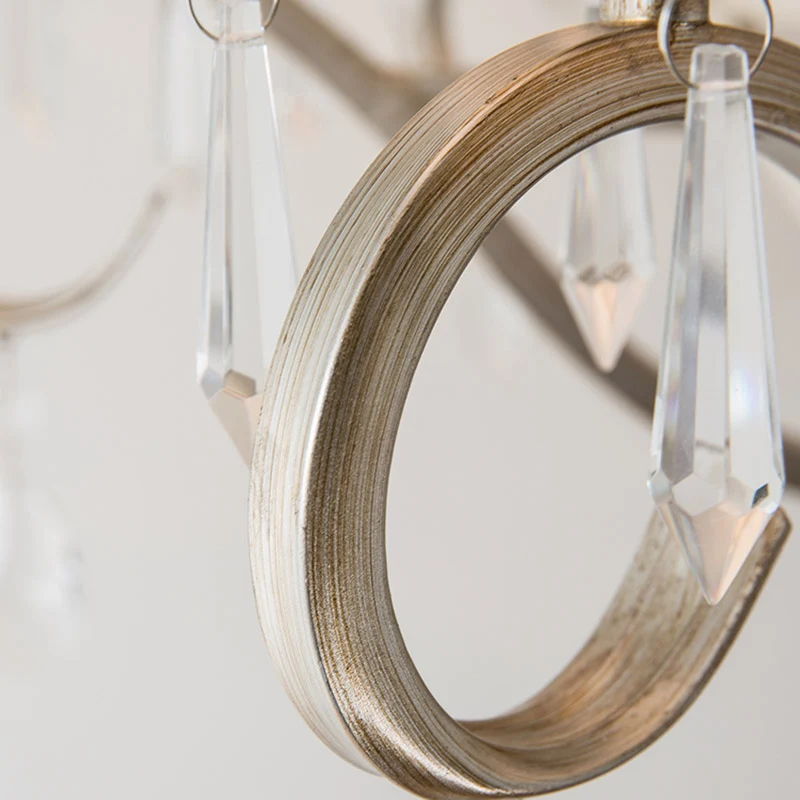 Empire Shade stoffen kroonluchter verlichting antieke woonkamer hanglamp met kristallen drapering zilver Clearhalo