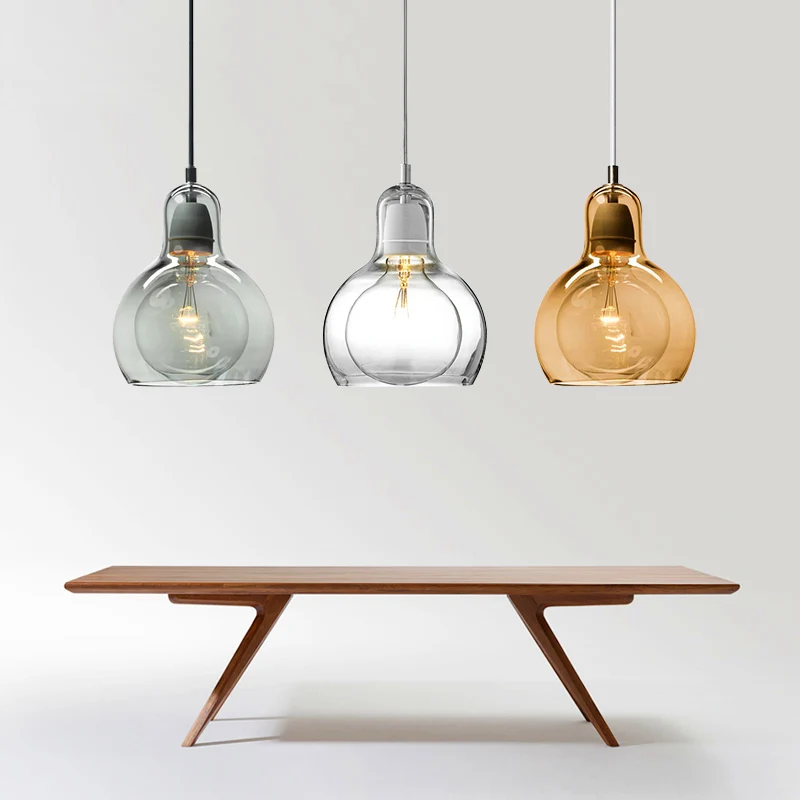 Enkele keukenbar hanglamp postmodern chroom hanglampset met kalebas helder/rookgrijs/amber glazen kap, 7" W Clearhalo