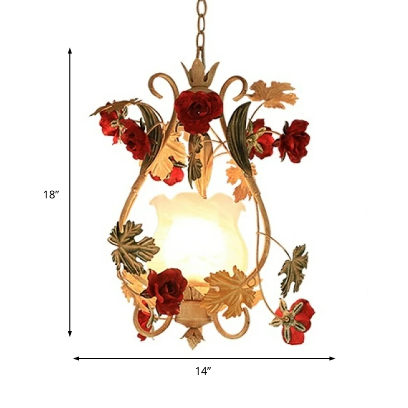 Enkele lamp ophangverlichting Koreaanse bloem gescrolde arm wit glazen hangende hanger Clearhalo