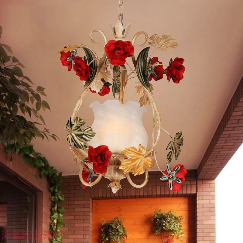 Enkele lamp ophangverlichting Koreaanse bloem gescrolde arm wit glazen hangende hanger Clearhalo