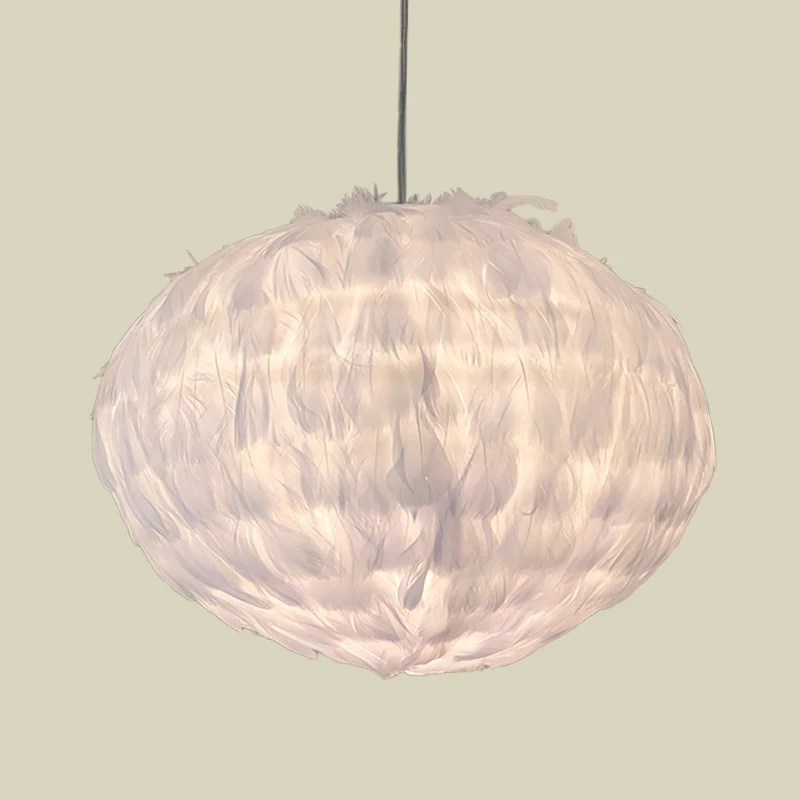 Feather Ball slaapkamer hangende hanger stof 1 lamp modernistische plafondophanglamp wit Clearhalo