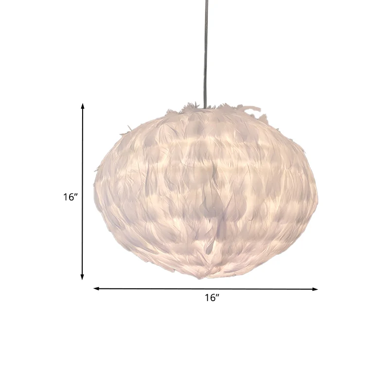 Feather Ball slaapkamer hangende hanger stof 1 lamp modernistische plafondophanglamp wit Clearhalo