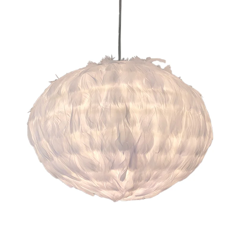 Feather Ball slaapkamer hangende hanger stof 1 lamp modernistische plafondophanglamp wit Clearhalo