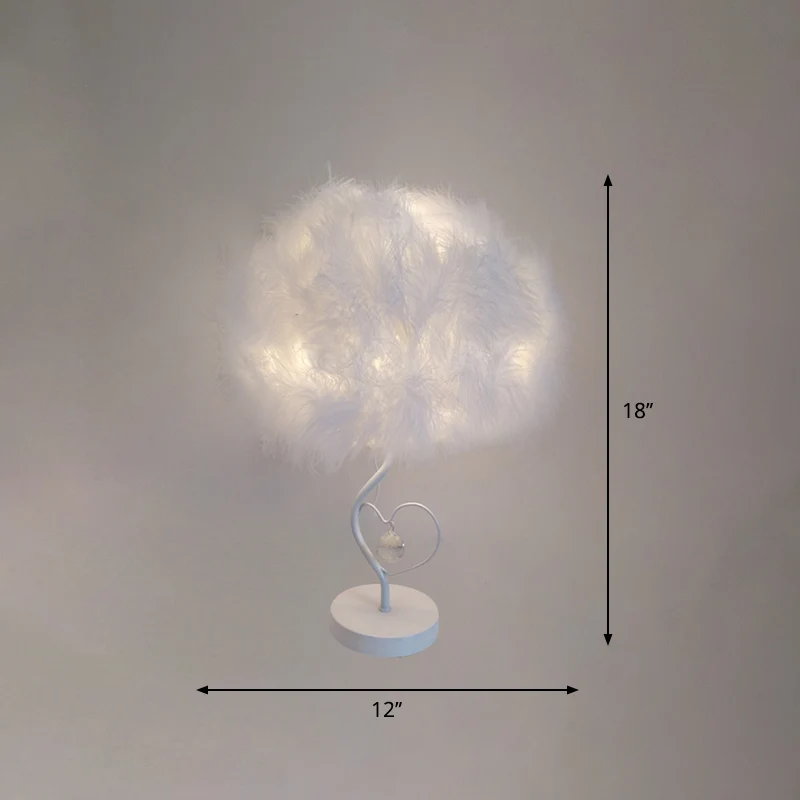 Feather Cloud Tafellamp Romantisch Scandinavisch 1 Lamp Wit Nachtlampje met Kristal Accent Clearhalo
