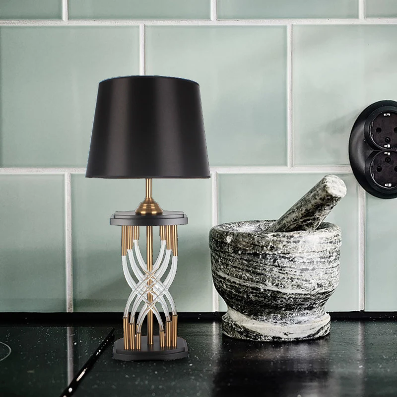 Flare kristallen tafellamp moderne stof 1 kop leesboeklicht goud voor studeerkamer Clearhalo