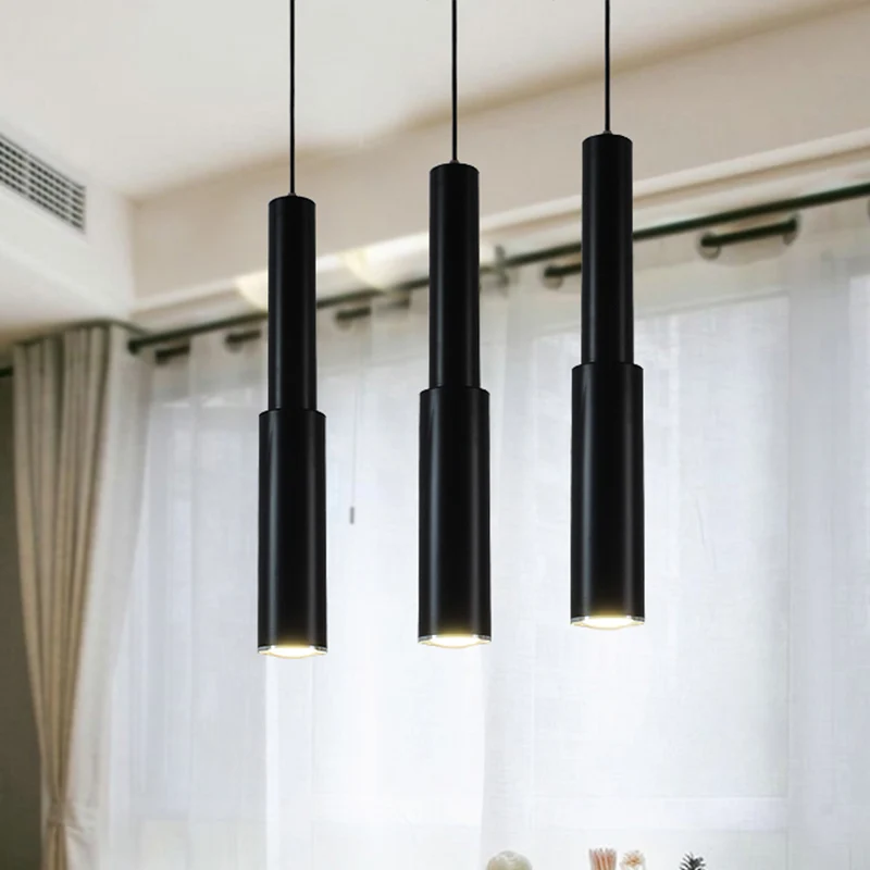 Fluit-plafondhanglamp Moderne aluminium enkele kop Wit/zwarte LED-hanglamp voor eetkamer warm/wit licht Clearhalo