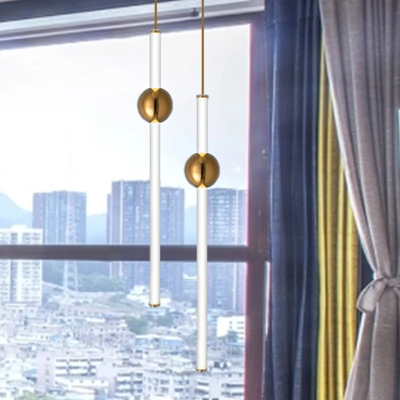 Flute hanglampset, eenvoudige stijl, goud/wit glas, 1 kops traphanglamp Clearhalo