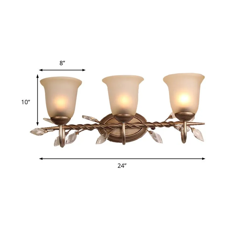 Frosted Glass Bell Shape Sconce Light Traditioneel 1/2/3 Lichten Slaapkamer Wandmontage Licht met Koffie Achterplaat Clear...