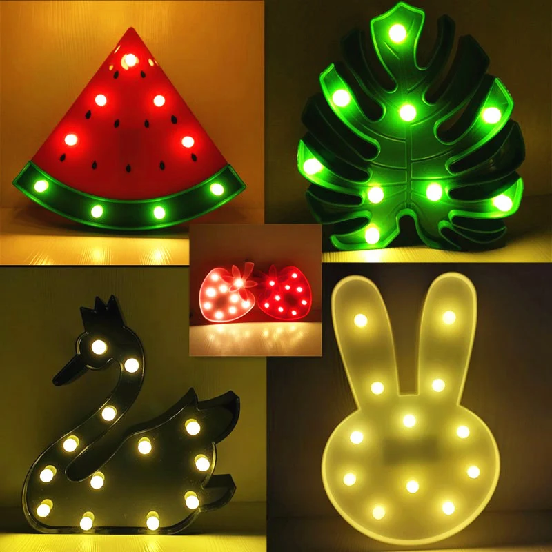 Fruit en Dieren Babykamer Nachtlampje Kunststof LED Minimalistische Nachtkastjeverlichting Clearhalo