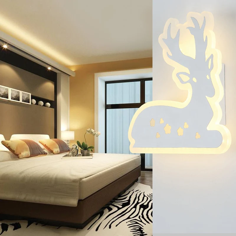 Gang Trap Sika Herten Wandlamp Acryl Dierlijke Witte Afwerking Schanslamp Clearhalo