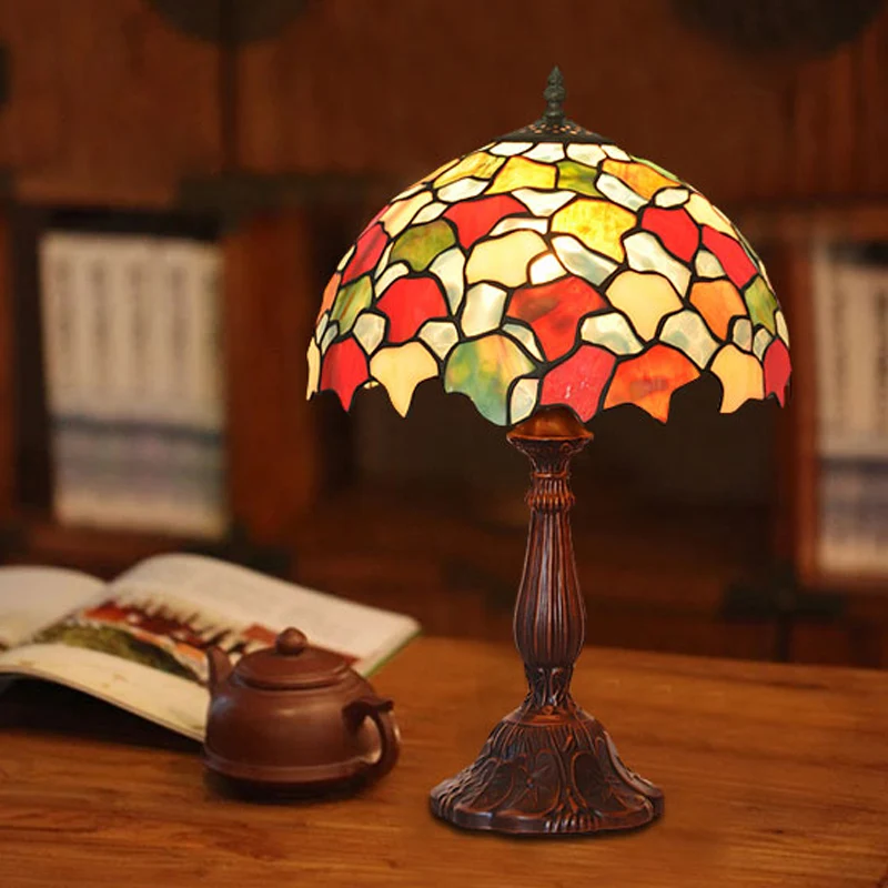 Gebladerte Handgemaakte glazen nachtlamp barok 1 lamp koffieafwerking tafelverlichting Clearhalo