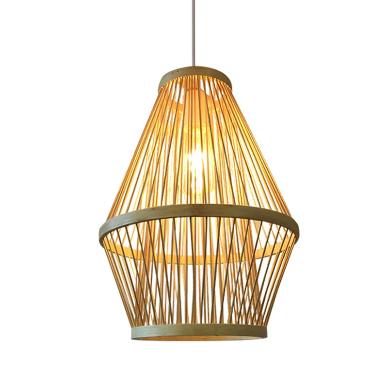 Gebogen hanglamp modern bamboe 1 licht houten hanglamp voor eetkamer Clearhalo