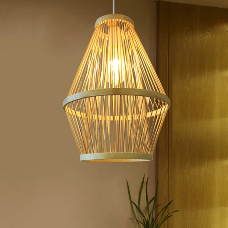 Gebogen hanglamp modern bamboe 1 licht houten hanglamp voor eetkamer Clearhalo