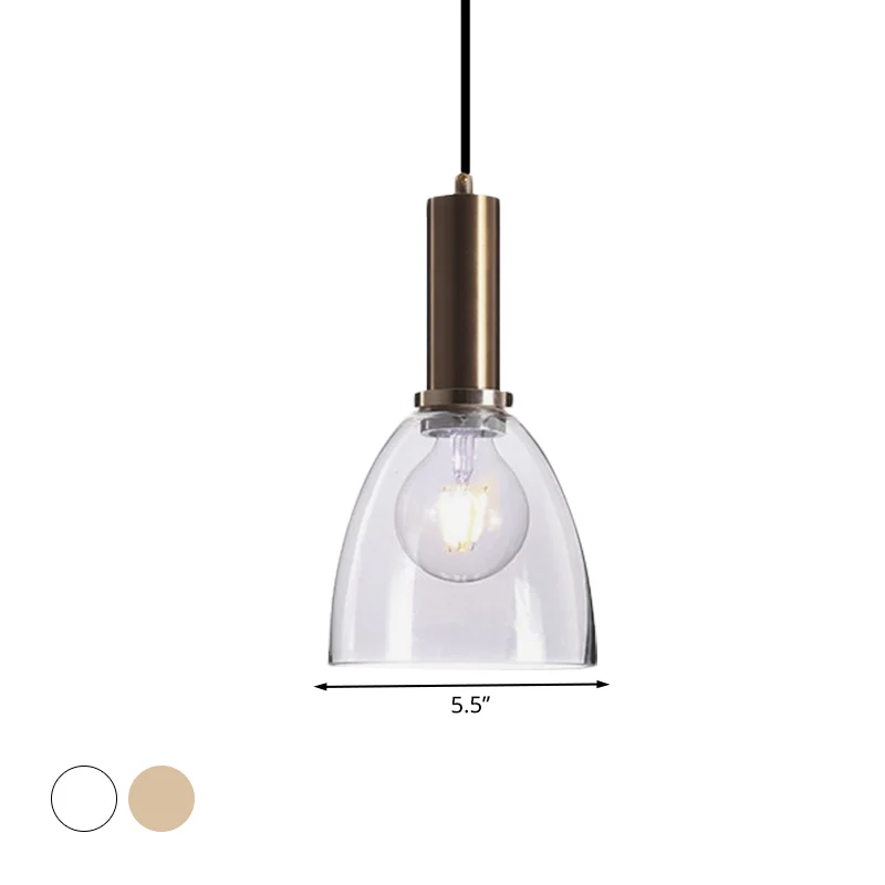 Gebogen schaduw woonkamer hanglamp amber/helder glas eenvoudige stijl hanglamp met messing lampfitting Clearhalo