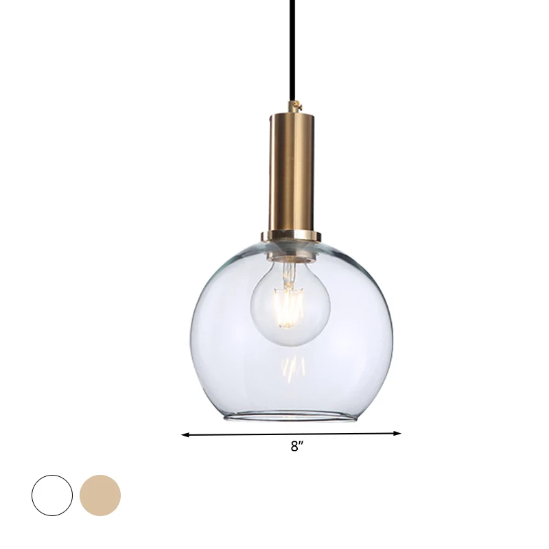 Gebogen schaduw woonkamer hanglamp amber/helder glas eenvoudige stijl hanglamp met messing lampfitting Clearhalo