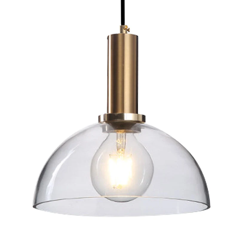 Gebogen schaduw woonkamer hanglamp amber/helder glas eenvoudige stijl hanglamp met messing lampfitting Clearhalo