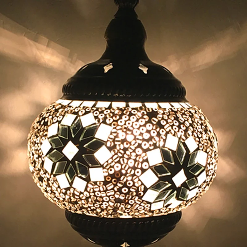 Gebrandschilderd glas oblaten hanglamp Vintage 1��Head restaurant ophanglamp Clearhalo