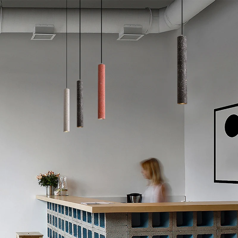 Gecanneleerde eetkamer hanglamp Loft-stijl Terrazzo Wit/geel/blauw LED hangend plafondlicht Clearhalo