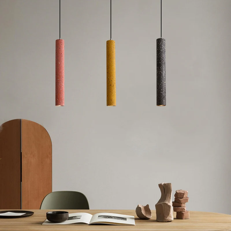 Gecanneleerde eetkamer hanglamp Loft-stijl Terrazzo Wit/geel/blauw LED hangend plafondlicht Clearhalo