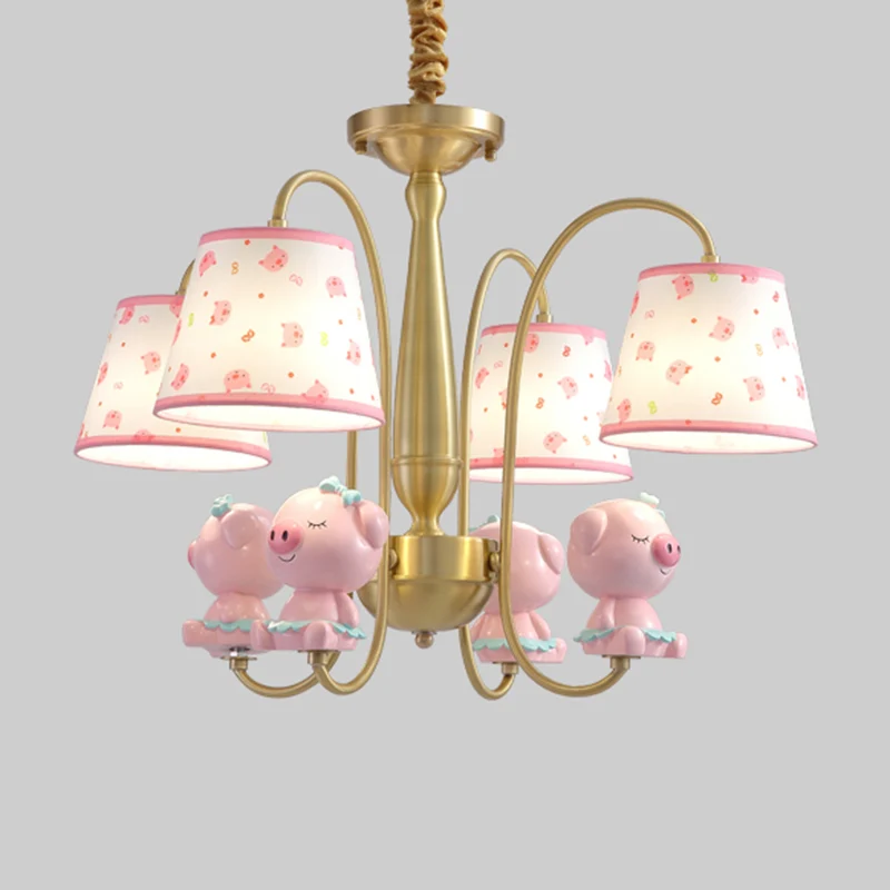 Gedessineerde stof taps toelopende kroonluchter verlichting cartoon gouden hanglamp met hars dier Clearhalo