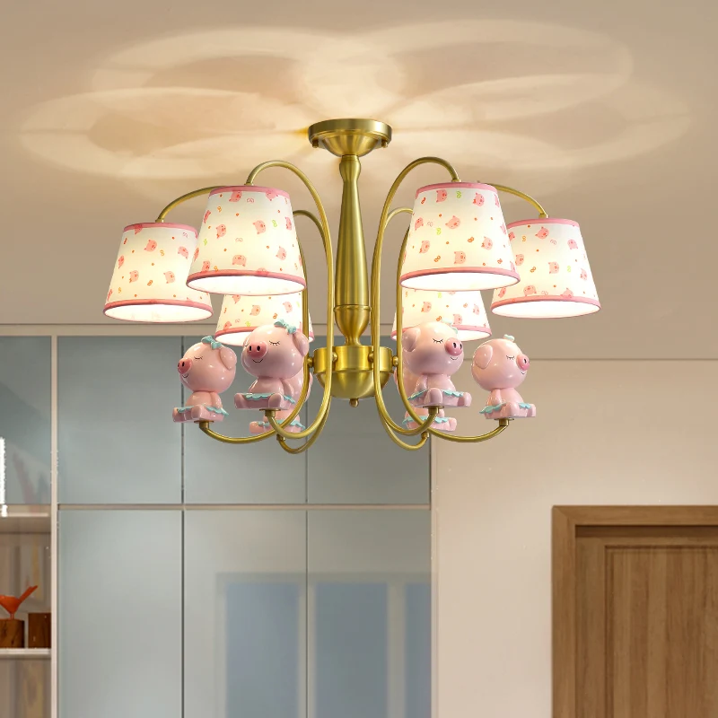 Gedessineerde stof taps toelopende kroonluchter verlichting cartoon gouden hanglamp met hars dier Clearhalo