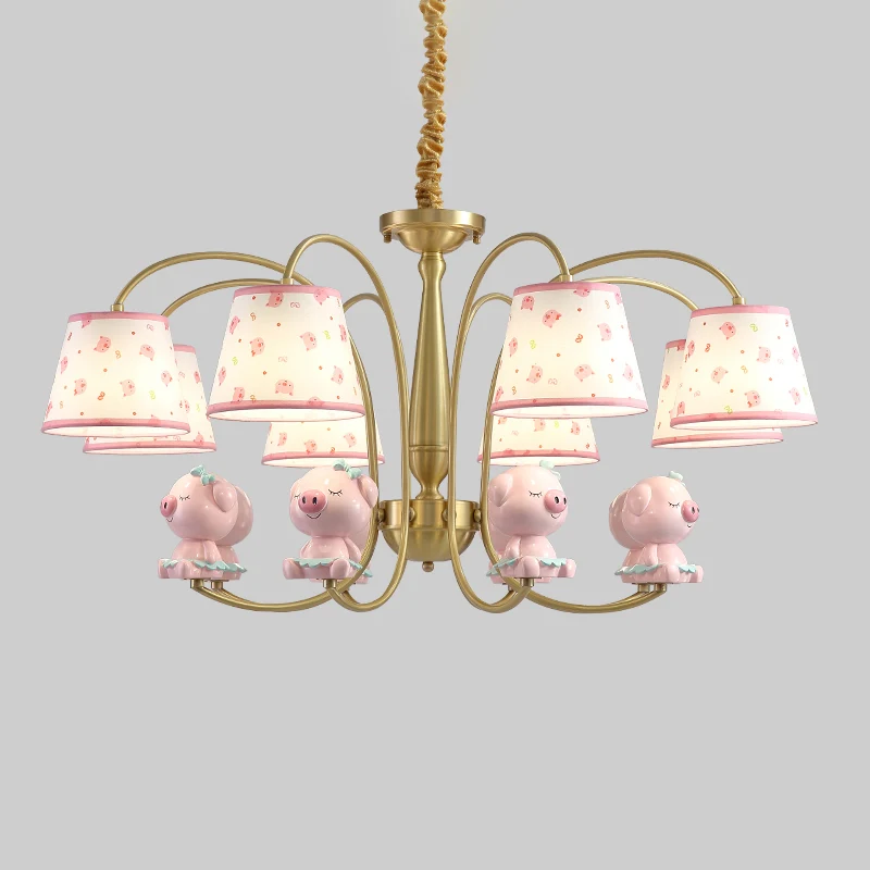 Gedessineerde stof taps toelopende kroonluchter verlichting cartoon gouden hanglamp met hars dier Clearhalo