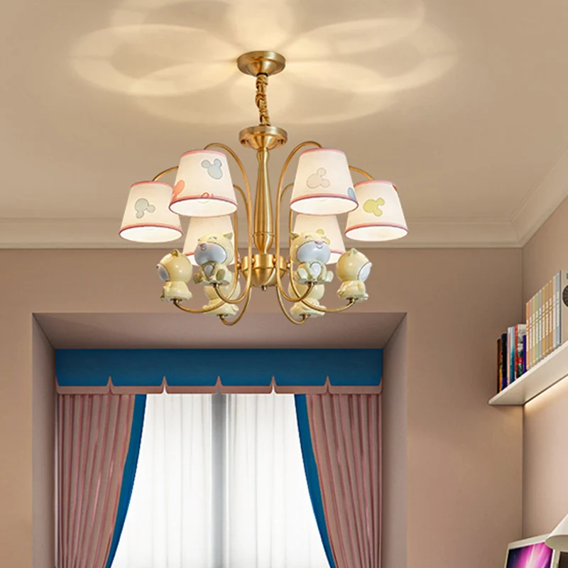 Gedessineerde stof taps toelopende kroonluchter verlichting cartoon gouden hanglamp met hars dier Clearhalo