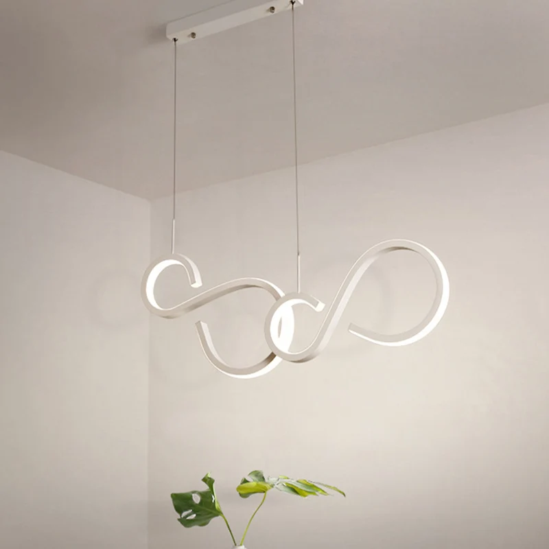 Gedraaide acryl hanglamp Eenvoud 31,5"/43" brede LED-hangende plafondlamp voor woonkamer wit Clearhalo