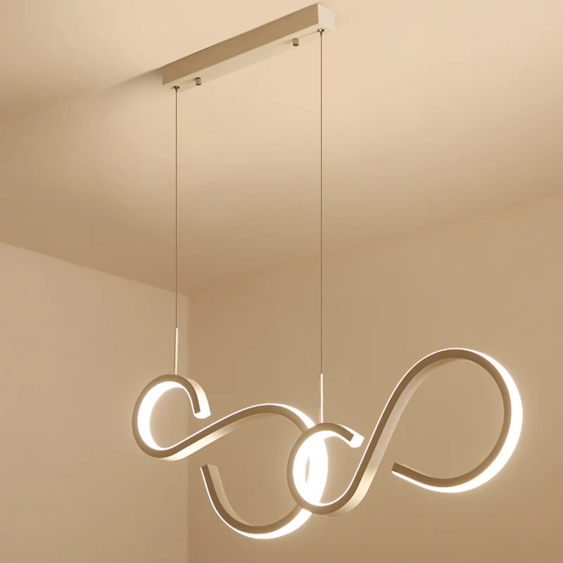 Gedraaide acryl hanglamp Eenvoud 31,5"/43" brede LED-hangende plafondlamp voor woonkamer wit Clearhalo