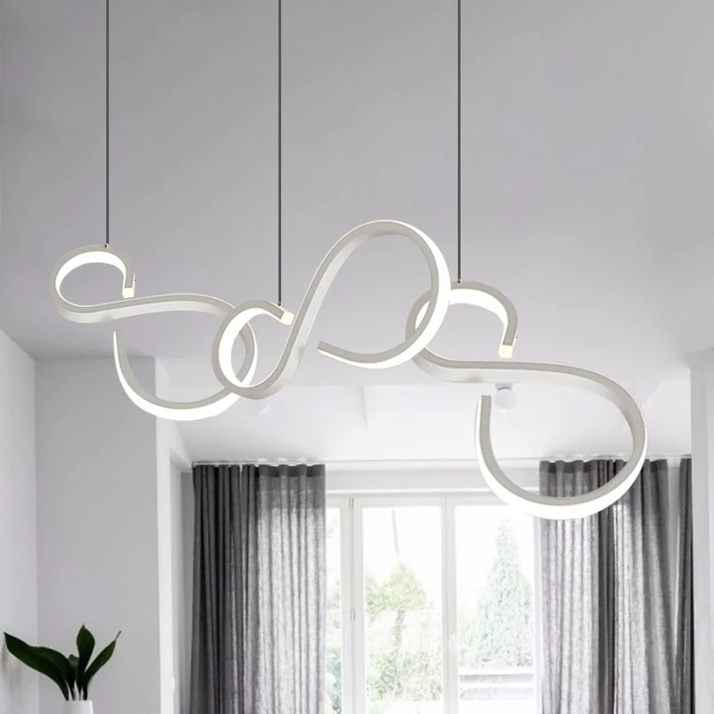 Gedraaide acryl hanglamp Eenvoud 31,5"/43" brede LED-hangende plafondlamp voor woonkamer wit Clearhalo