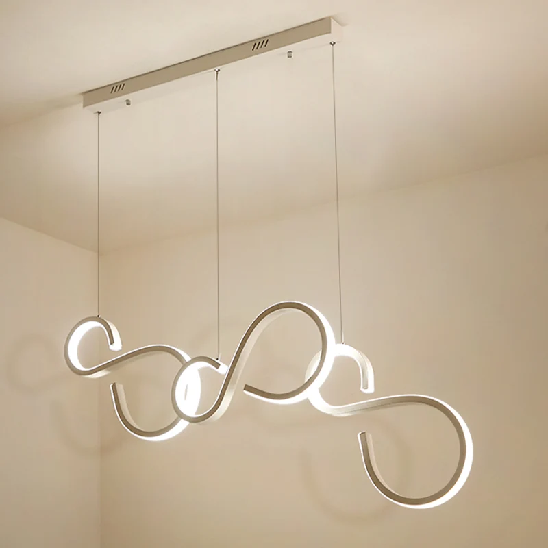 Gedraaide acryl hanglamp Eenvoud 31,5"/43" brede LED-hangende plafondlamp voor woonkamer wit Clearhalo