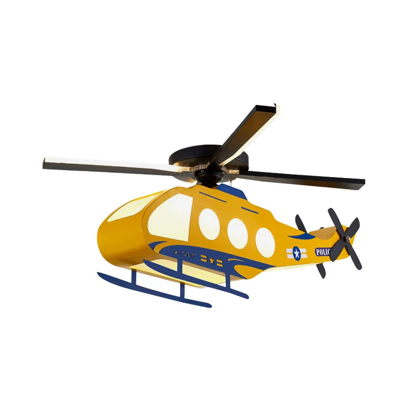 Geel helikoptervormig inbouwlamparmatuur Cartoon LED metalen semi-inbouwlichtarmatuur Clearhalo