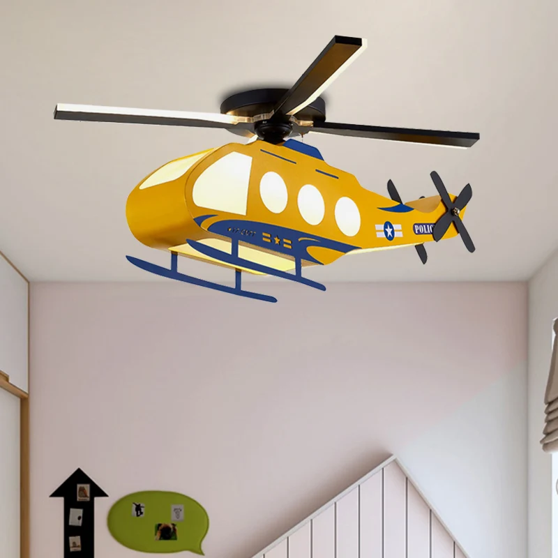 Geel helikoptervormig inbouwlamparmatuur Cartoon LED metalen semi-inbouwlichtarmatuur Clearhalo