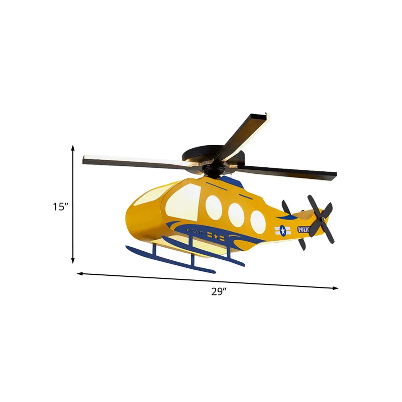 Geel helikoptervormig inbouwlamparmatuur Cartoon LED metalen semi-inbouwlichtarmatuur Clearhalo
