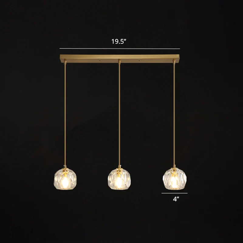 Gefacetteerde kristallen bol hanglamp Minimalisme Gouden afwerking Ophanghanglamp voor restaurant Clearhalo