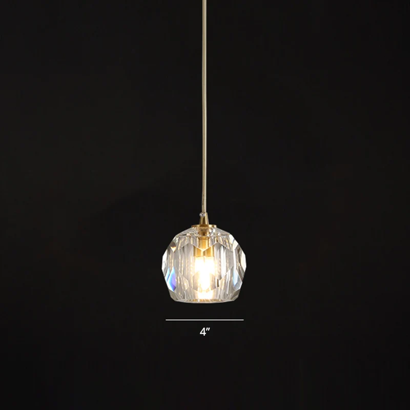 Gefacetteerde kristallen bol hanglamp Minimalisme Gouden afwerking Ophanghanglamp voor restaurant Clearhalo