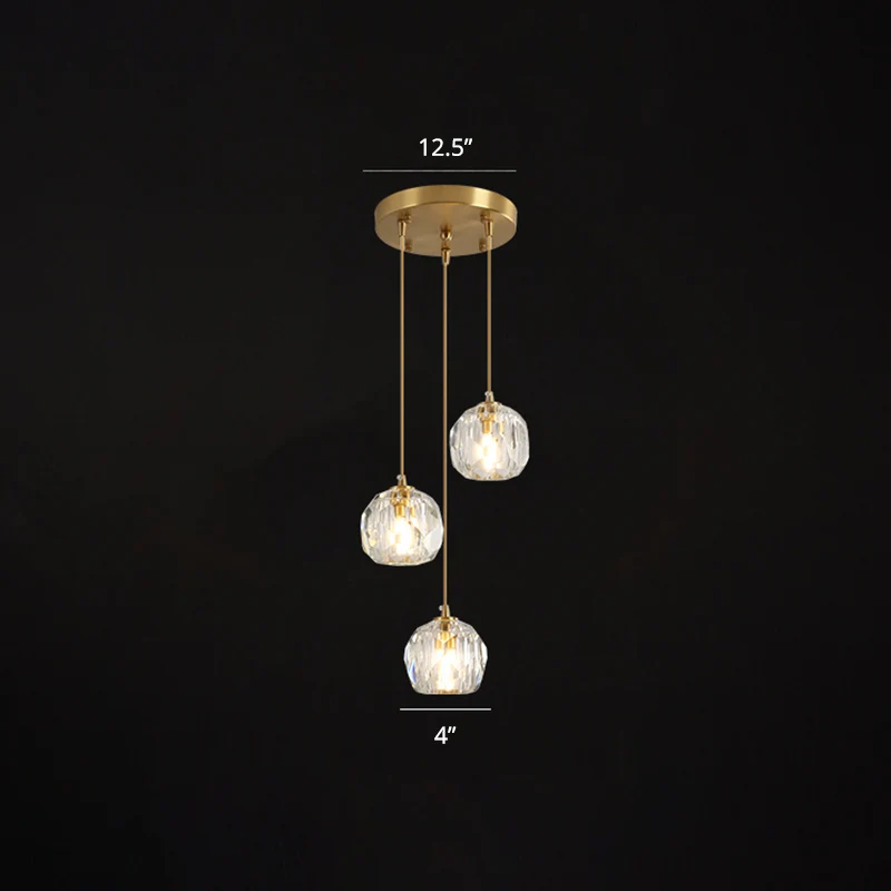 Gefacetteerde kristallen bol hanglamp Minimalisme Gouden afwerking Ophanghanglamp voor restaurant Clearhalo